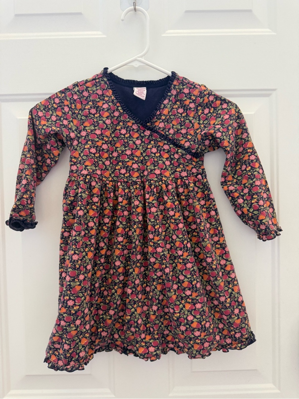 Vintage Girls Floral Long-Sleeve Wrap Dress - Pink & Orange